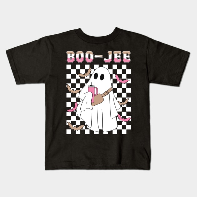 Spooky Season Cute Ghost Halloween Costume Boujee Boo-Jee Kids T-Shirt by JennyArtist
